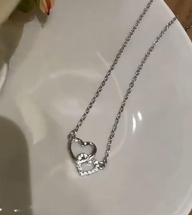 Women's Dual Heart Pendant with Chain Micro Plating