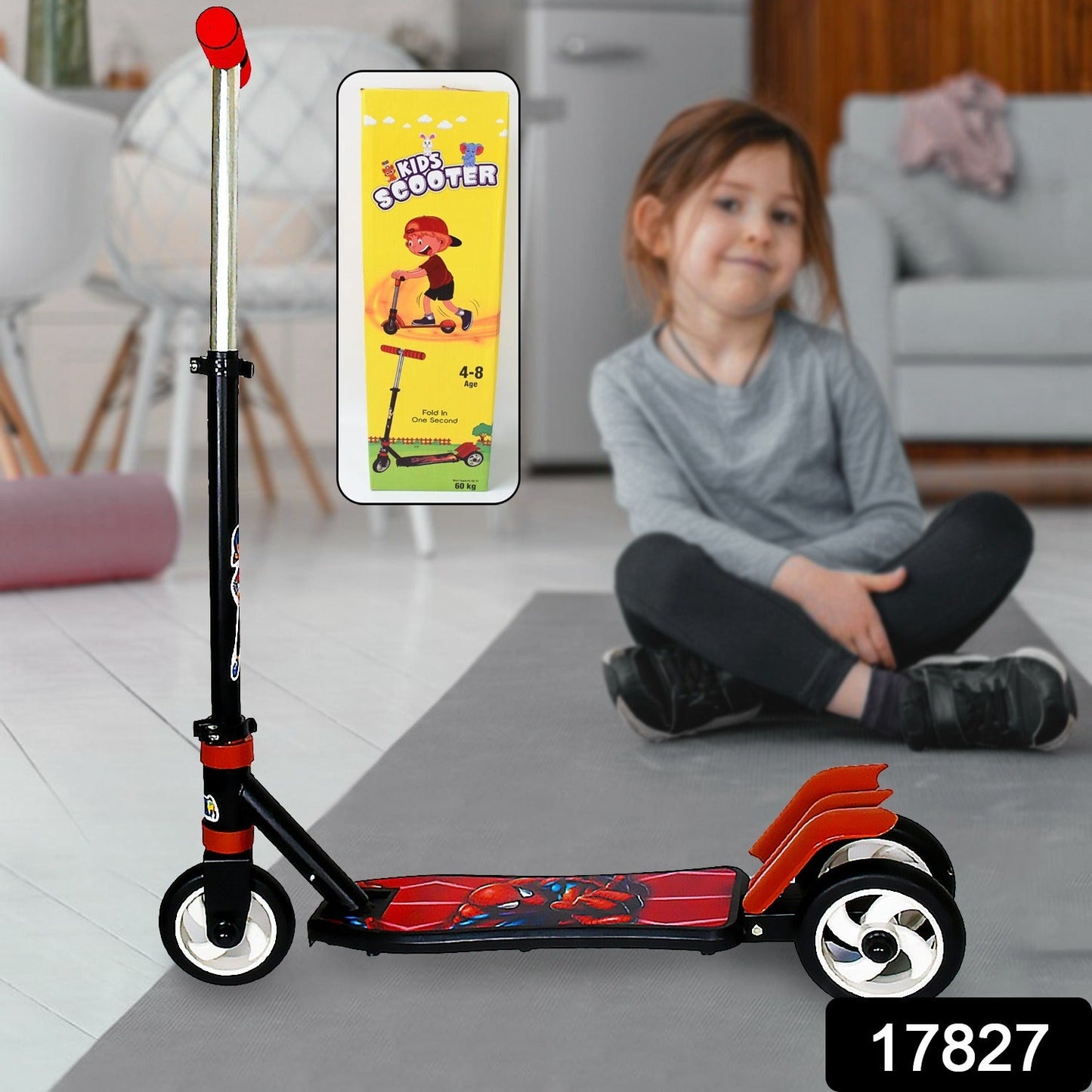 Basic Kids Ride On Leg Push Scooter for Boys and Girls (4 - 8 Years Old Kids) Foldable Scooter Cycle with Height Adjustment for Boys and Girls Multicolor (1 Pc / 3 Wheel)