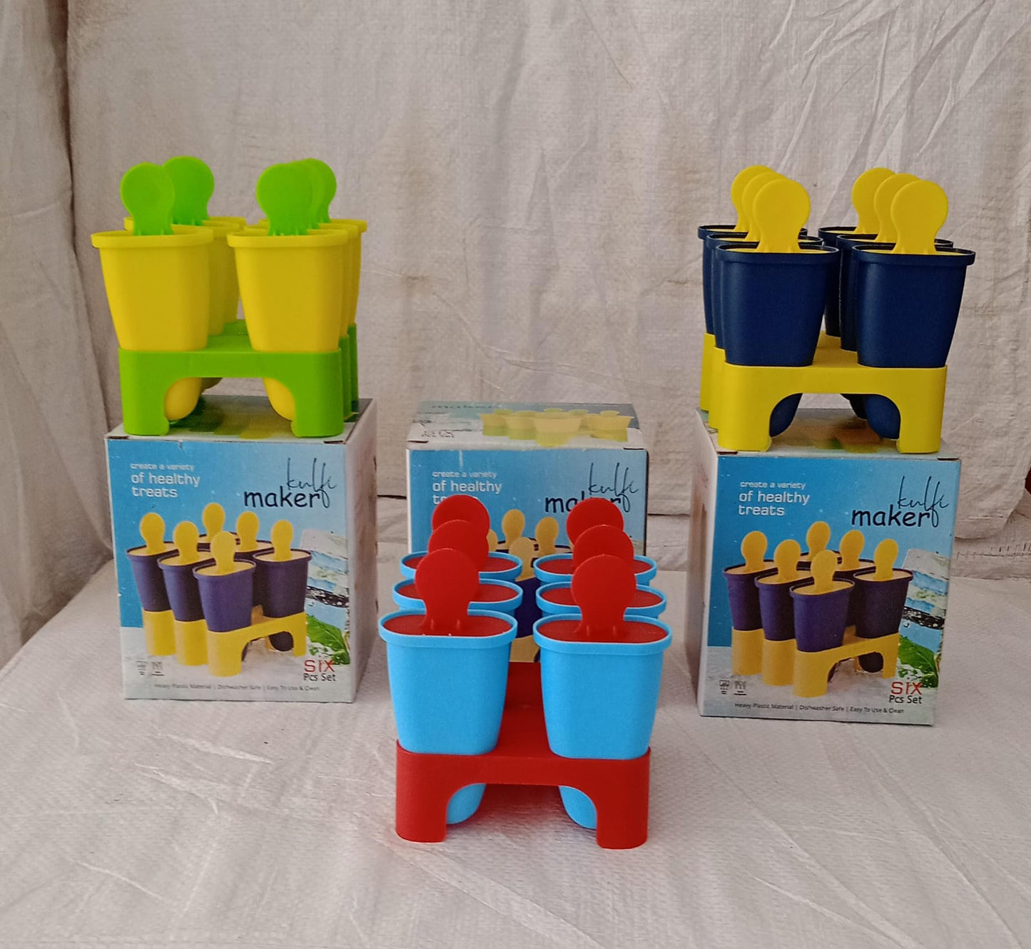 Ice Candy Maker 6 pcs Set Kulfi Maker Ice Candy Mould Clear sicle Mold Homemade Ice  Maker Reusable Easy Candy Chocobar Kulfi Mould Tray with Sticks