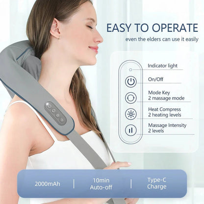 Neck  Shoulder Massagers With Heat Electric Rechargeable (1 Pc)
