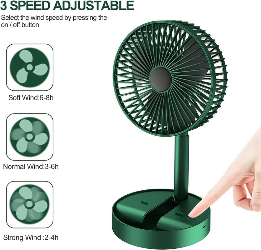 Portable Folding Fan, Rechargeable Standing Pedestal USB Fan