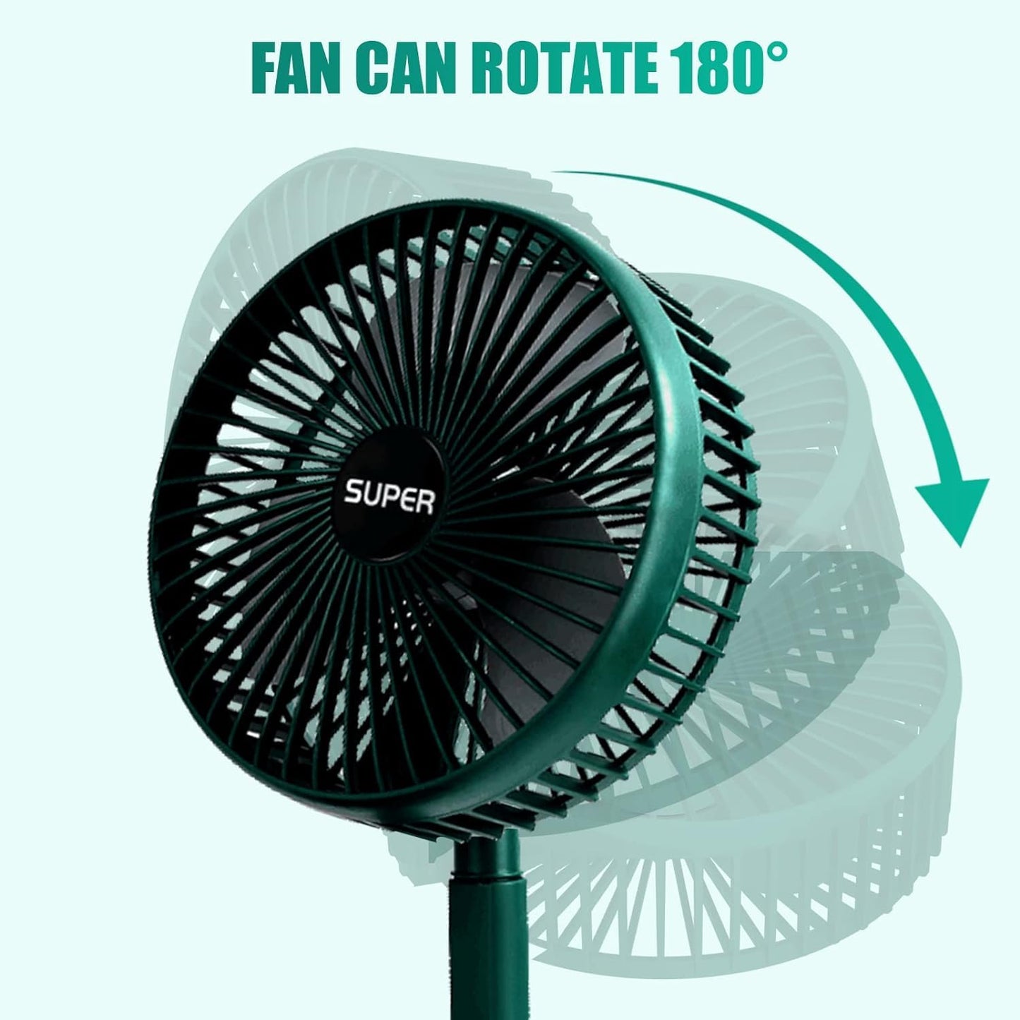 Portable Folding Fan, Rechargeable Standing Pedestal USB Fan