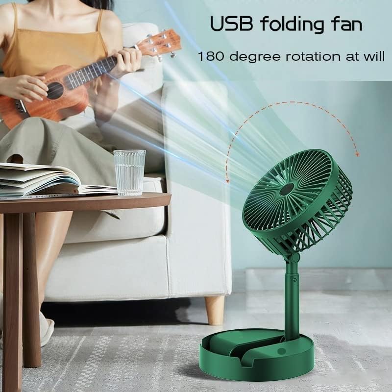 Portable Folding Fan, Rechargeable Standing Pedestal USB Fan